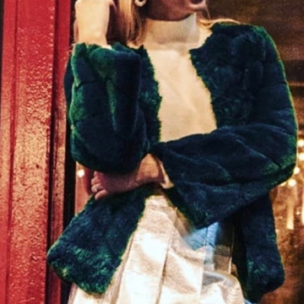 Gracia Green Faux Fur Jacket